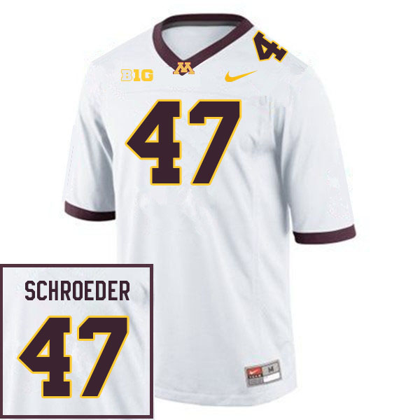Men #47 Wyatt Schroeder Minnesota Golden Gophers College Football Jerseys Sale-White - Click Image to Close
